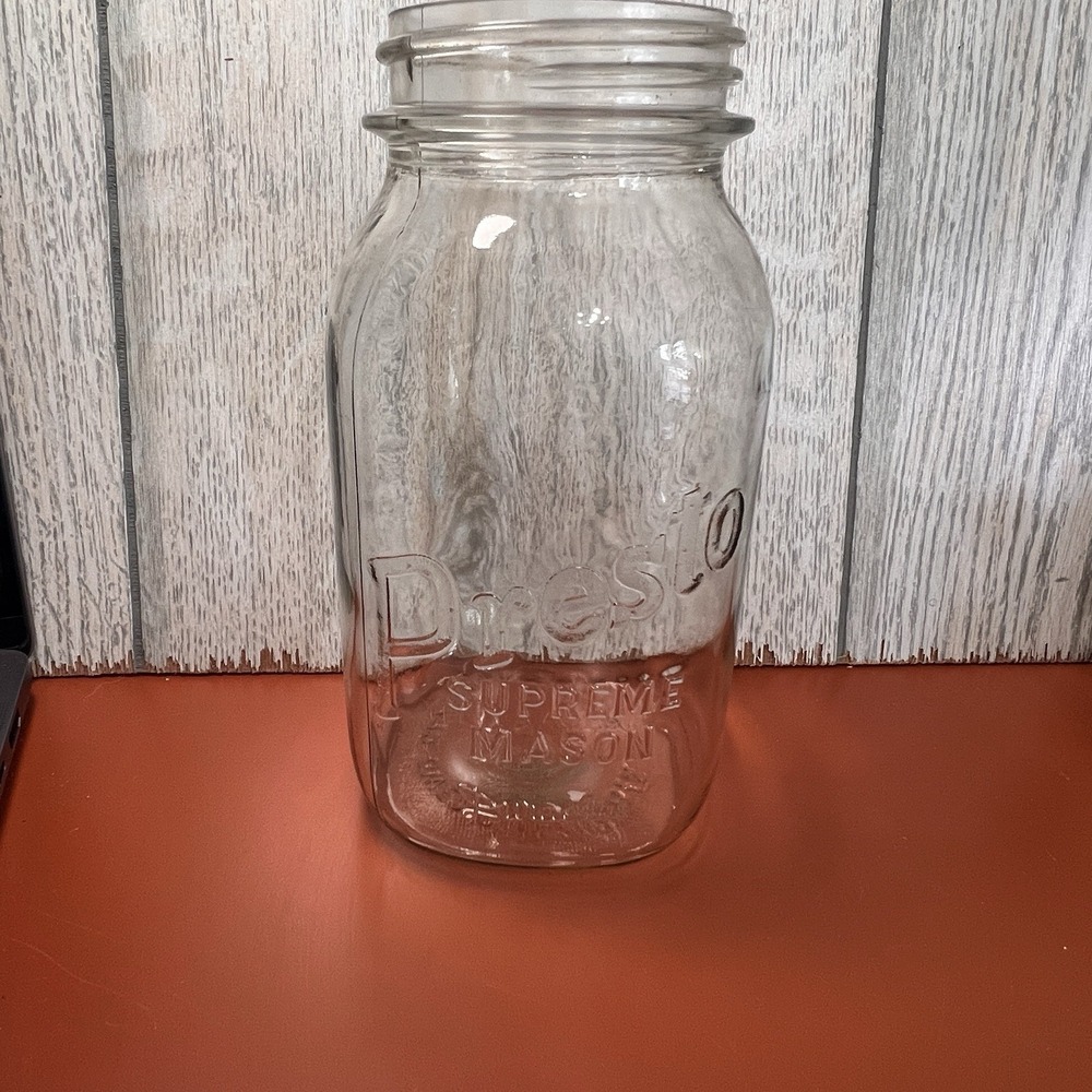 Presto Supreme Mason‎ Jar Clear Glass Dura Glass Owens-Illinois 7" Vintage